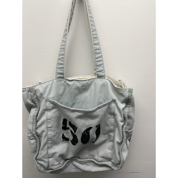 FEED The Children Large Canvas Light Blue Tote Bag - Picture 7 of 16